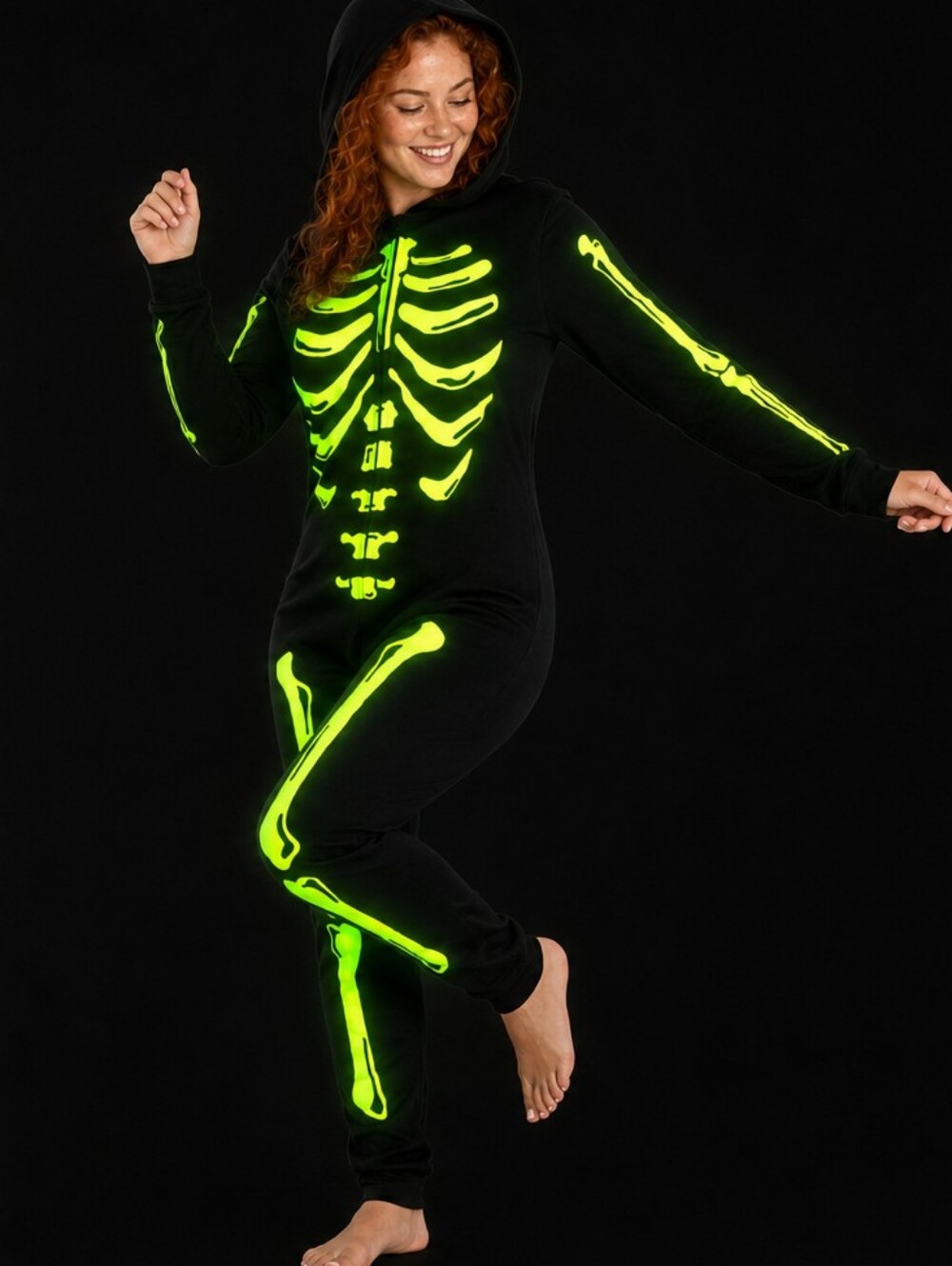 Nwt Hyde & EEK! 1 Piece Glow In The Dark Family Sleep Skeleton Pajamas Hooded